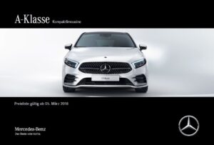 Screenshot der Mercedes pdf Preisliste BR177 A-Klasse vom März 2018