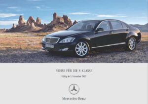 Screenshot der Mercedes pdf Preisliste BR221 S-Klasse vom Dezember 2005