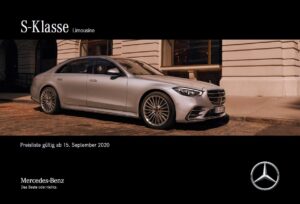 Screenshot der Mercedes pdf Preisliste BR223 S-Klasse vom September 2020